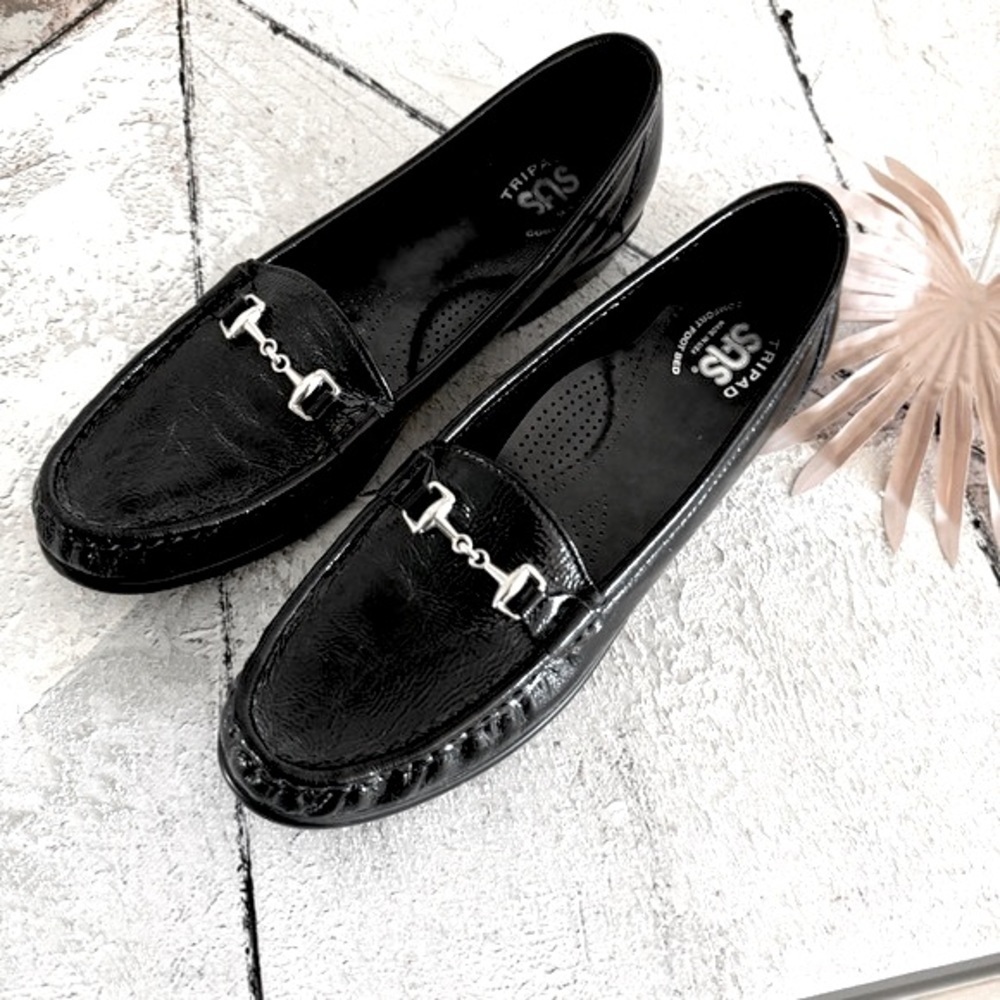 SAS Tripad Comfort Metro Womens Black Leather Loafers Horse Bit Sz 9.5 S Narrow
